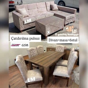qabaq ustolu: Divan + Masa dəsti 619₼ Sifarişlə hazırlanır. Divan : 2.40x1.50 Kitab — 1