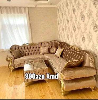 bezek bitkileri: Künc divan dəsti – klassik barokko üslubunda - Parıltılı qızılı-şampan — 1