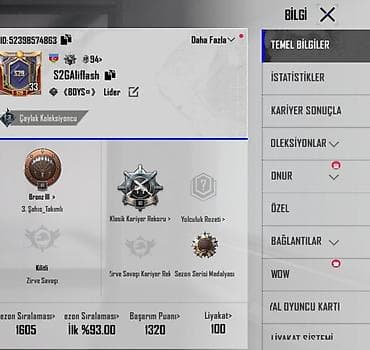 gumuş bujuteryalar: Məhsul: pubg mobile hesabı Xüsusiyyətlər: - Oyun ID: 523985754863 - — 1