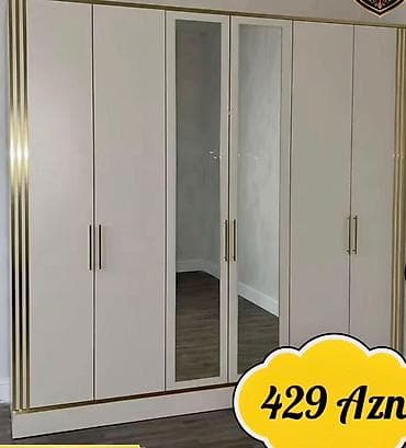 plastik qapi pencere islenmis: 6 qapılı paltar şkafı – ağ rəngdə, klassik-minimal dizayn — 7
