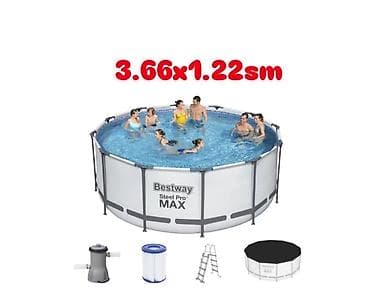 İdman və istirahət: Bestway Steel Pro MAX hovuz dəsti - Ölçü: 3.66 m diametr x 1.22 m — 1