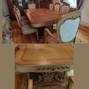 купить круглый стол в баку: Для гостиной, Б/у, Овальный стол, 8 стульев — 1