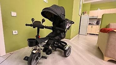 Uşaq üçün 3 təkərli velosiped-araba (trike) - Rəng: qara, metalik
