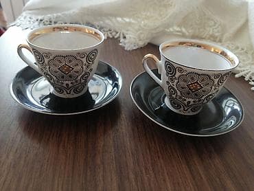 sufre: Qəhvə dəsti, rəng - Qızılı, Farfor — 1