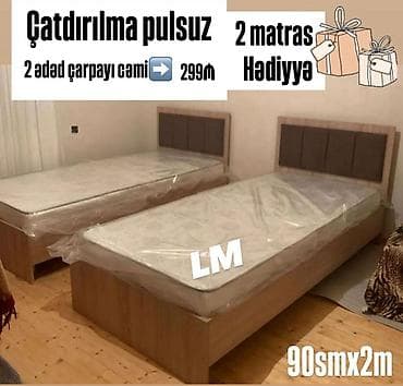 qoşa çarpayı: Yeni, Təknəfərlik çarpayı, Bazasız, Matras ilə, Siyirməsiz — 1