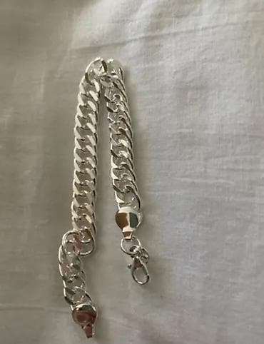 bijuterya: Gümüş rəngli zəncir qolbaq - Material: metal ərinti, parlaq — 3