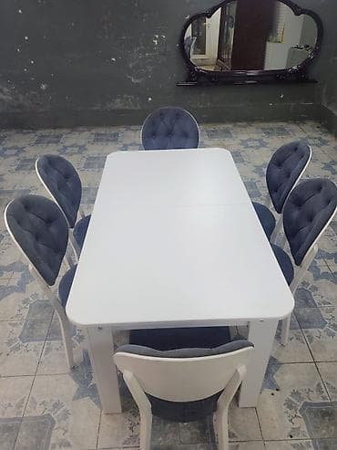Mətbəx üçün, Dördbucaq masa, 6 stul