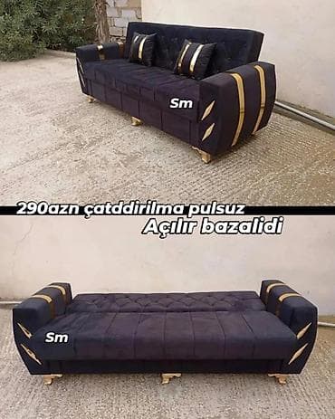 acilan divan: - Model: Açılır-bazalı divan - Rəng: Tünd (qızılı dekor elementləri — 1