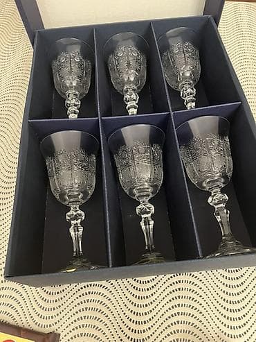 Qədəhlər, rəng - Ağ, Xrustal, 6 ədədli dəst, Çexiya