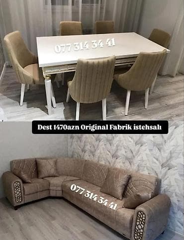 мох: Yemək otağı və qonaq otağı üçün şık mebel dəsti. - Dəst tərkibi: - — 1