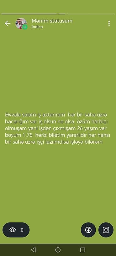 bagban iş: Xidmət: Universal işçi axtaranlar üçün müraciət - 26 yaş - Boy: 1.75 — 1