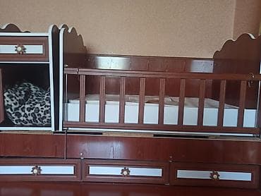 uşaq kravatları 2 mertebe: Uşaq beşiyi və komodlu modul dəsti - Material: taxta/laminat, tünd — 2