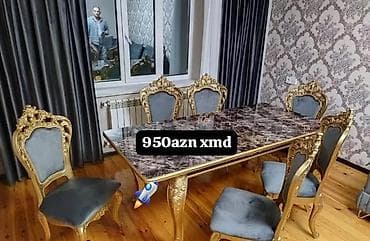 parca stul: Qonaq otağı üçün, Açılmayan, Dördbucaq masa, 6 stul — 1