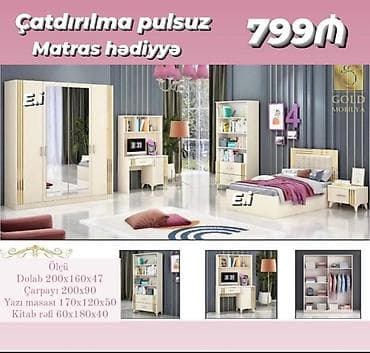Gənc otağı dəsti – Gold Mobilya Tərkib: - Çarpayı 200x90 (matras