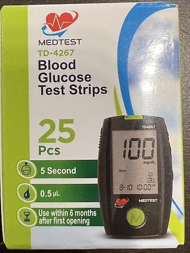 right şəkər testi: MEDTEST TD-4267 qan qlükoza test zolaqları - Qutu: 25 ədəd - Model — 2