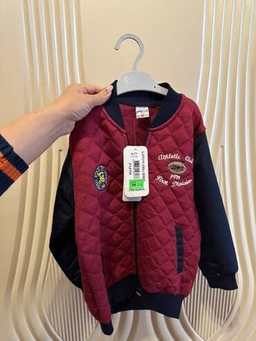 Uşaq üçün bomber tipli kürkəsiz jaket. - Rəng: bordo ön hissə