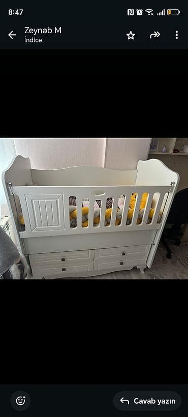 2 mertebe kravatlar: Ağ rəngli beşik-komod kombinasiya - Material: MDF/taxta konstruksiya — 1