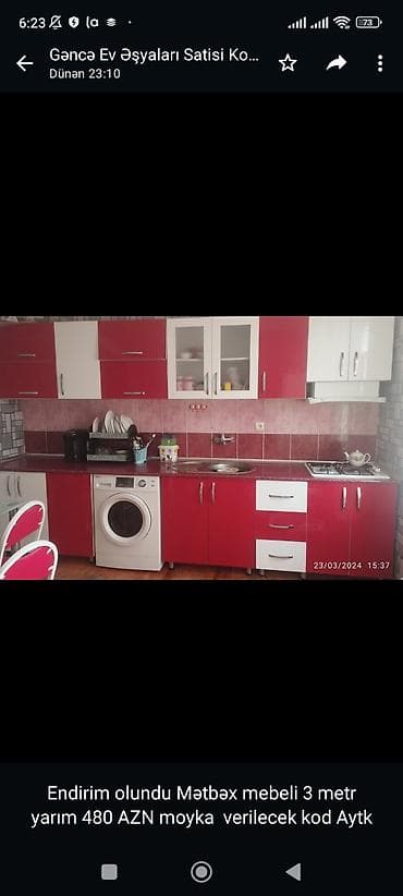 Endirim olundu Mətbəx mebeli 3 metr yarım 480 AZN moyka verilecek kod lalafo.az -da Endirim olundu Mətbəx mebeli 3 metr yarım 480 AZN moyka verilecek kod