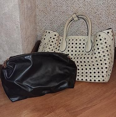 Perforasiyalı xanım çantası + daxili kisə - Material: təmiz dəri -