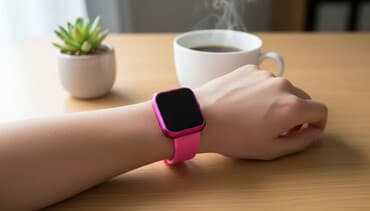 saatlar ekran ucun: Neon çəhrayı rəngli LED ekranlı saat - Korpus: kvadrat formalı, metal — 1