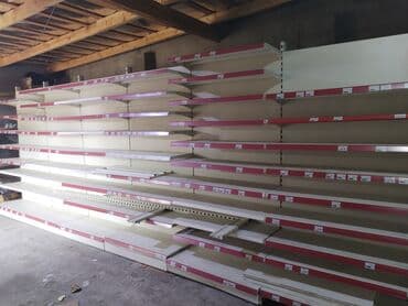 anbar rəfləri: Mağaza vitrin rəfləri – modul tip - Tip: Metal karkaslı, ikiüzlü — 1