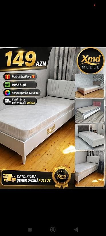Çarpayılar: Xmd Mebel tək nəfərlik çarpayı - Qiymət: 149 AZN - Ölçü: 90×200 sm - — 1