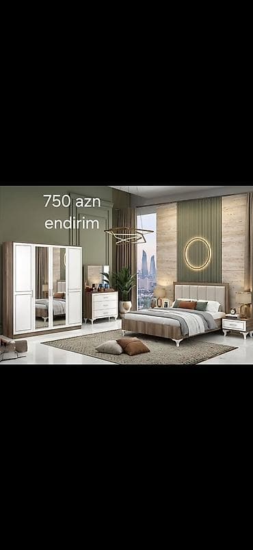 gece lampası: Müasir yataq otağı dəstləri - Komplekt tərkibi: çarpayı (başlıqla), 2 — 1