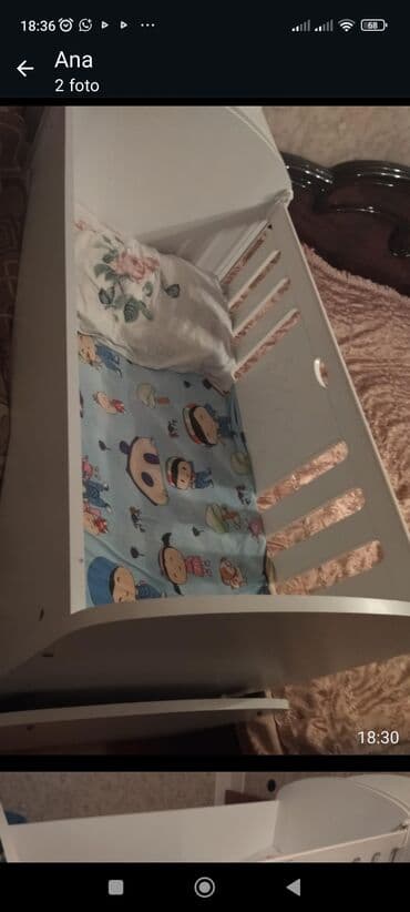 Oğlan üçün, İşlənmiş, Dördbucaq, Beşik, Dəstsiz, Matrassız, Yellənmə mexanizmsiz