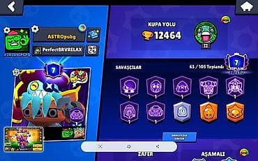 ucuz pc: Brawl Stars oyunu üçün oyun hesabı - Kupa sayı: 12 464 - Prestij: 7 - — 3