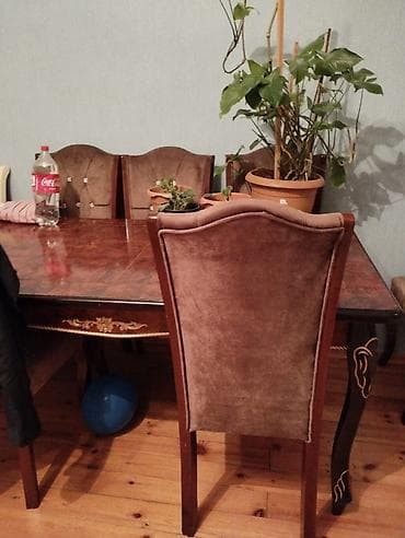 metbex stolu islenmis: Qonaq otağı üçün, İşlənmiş, Açılan, 6 stul — 1