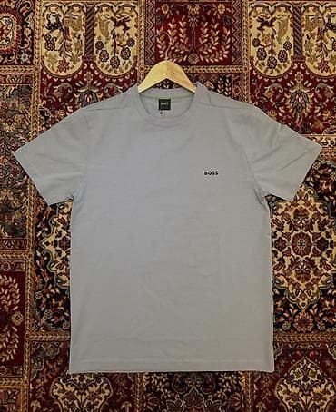 приталенные мужские футболки: BOSS kişi T‑shirt. - Rəng: açıq mavi - İstehsal - Türkiyə 🇹🇷 - — 1