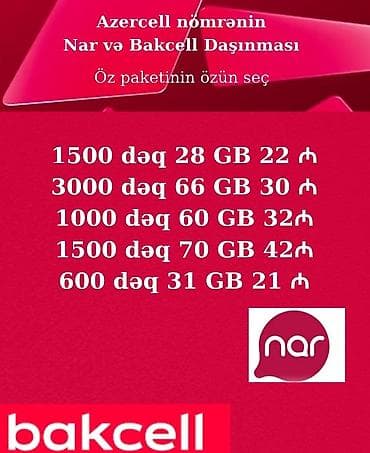 narda serfeli internet paketleri: Nömrə Daşinmasi Edirik Gördüyünüz Tariflər Mövcuddur 30 Azn Daşinma — 2