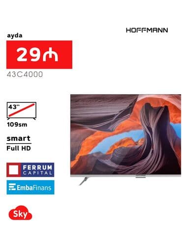 Yeni Televizor Hoffmann LED ekran 43" FHD (1920x1080), Pulsuz çatdırılma