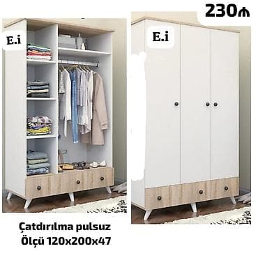 dəhliz dolabi: Yeni, 3 qapılı, Siyirməli, Ağ, Açılan, Düz dolab — 1