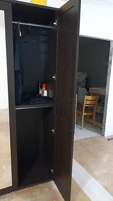skaf: İşlənmiş, 4 qapılı, Güzgülü, Qəhvəyi, Açılan, Düz dolab — 4