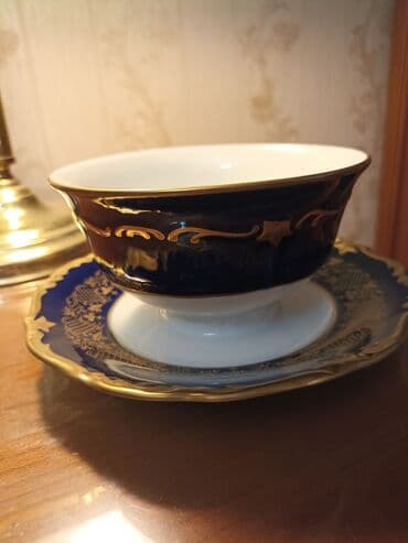 kahla made in gdr: Çay dəsti, rəng - Göy, Farfor, Reichenbach, 1 nəfərlik, Almaniya — 2