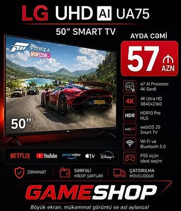 LG UHD AI UA75 – 50" Smart TV - 50 düym böyük ekran - α7 AI Processor — 1