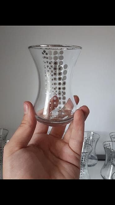 pul qab: Çay dəsti, rəng - Gümüşü, Şüşə, Schafer, 24 nəfərlik, Almaniya — 3