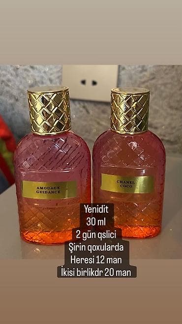 Məhsul: Qadın ətirləri (30 ml şüşələr) Növlər: Amouage Guidance və