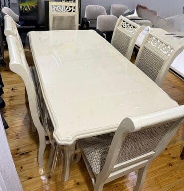 Qonaq otağı üçün, İşlənmiş, Transformer, Dördbucaq masa, 6 stul