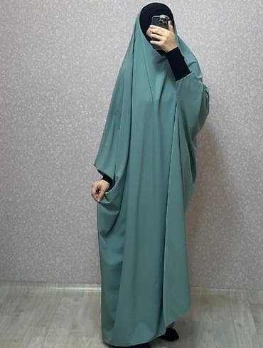 Ətəklər: Təkparça hicab/ci̇lbab – rahat və örtücü model - Rəng: açıq boz-yaşıl — 1