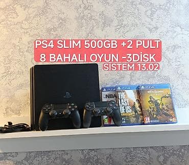 Ps4 slim 500gb 2 pult 8 bahalı oyun (3disk) İdeal, təzə kimi, təmirdə