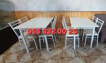 endirimde olan mebeller: Yeni, Kvadrat masa, 4 stul, Açılmayan, Stullar ilə, Dəri, Azərbaycan — 5