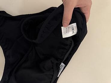 hovuz geyimleri: LOEWE qadın bərkidilmiş mayo (birparça) - Rəng: qara - Ön hissədə ağ — 2