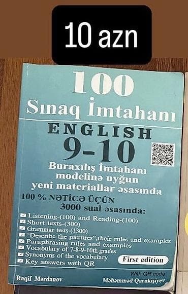 cin dili kurslari bakida: “100 Sınaq İmtahanı – English 9–10” 
Qiymət: 10 azn — 1