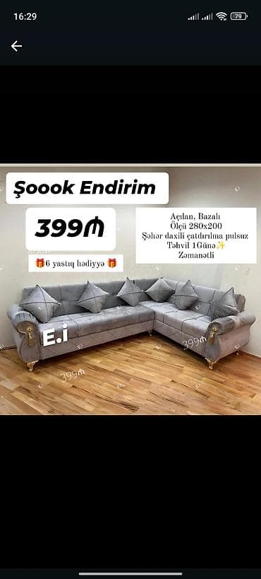 Künc divan, Yeni, Açılan, Bazalı, Parça, Şəhərdaxili pulsuz çatdırılma