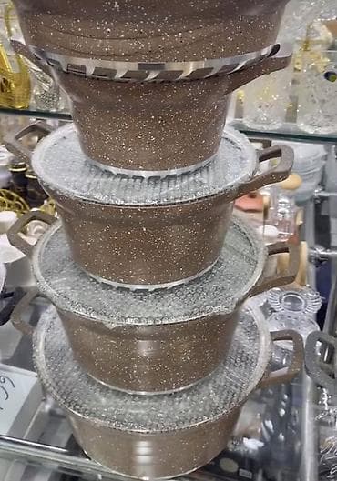 Посуда для готовки: Кастрюля, цвет - Коричневый, Гранит — 3