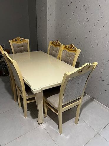 Qonaq otağı üçün, İşlənmiş, Kvadrat masa, 6 stul — 1