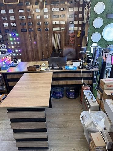 ofis mebelleri: Ofis üçün L formalı iş masası dəsti - Material: laminat/MDFlam ağac — 2