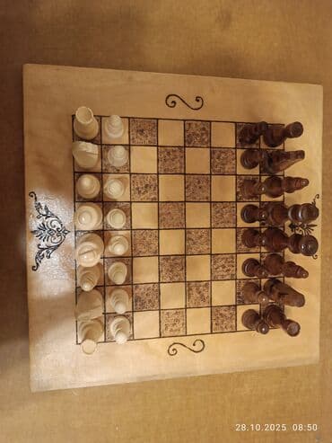metbex ucun alcipan fiqurlari: Əl işi taxta şahmat dəsti - Material: tamamilə ağacdan hazırlanmış — 12